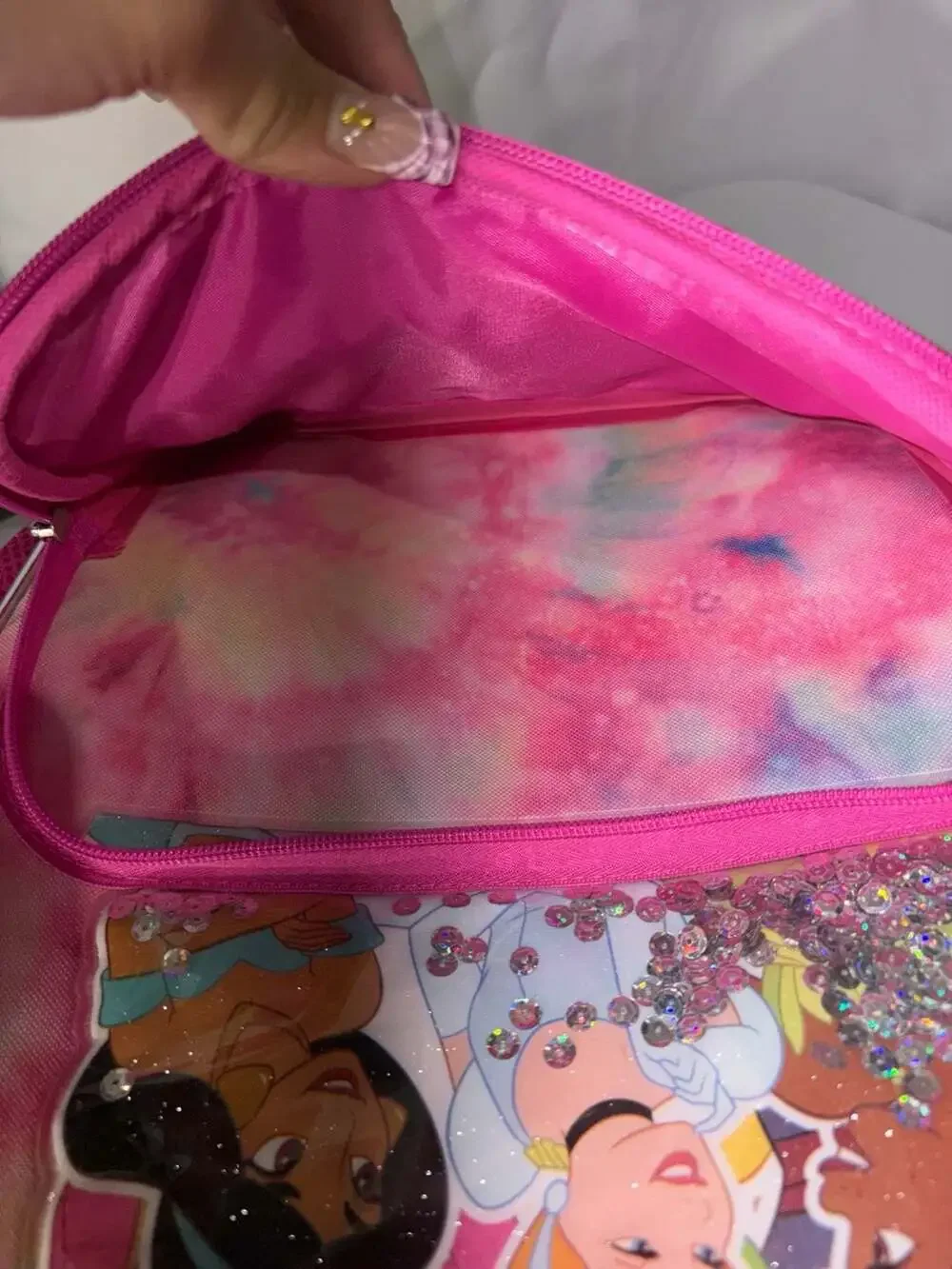 Disney Princess Tie-Dye Sequin Backpack with Personalized Straps